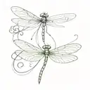 A dragonfly whose body is made of a semicolon (» ; «) and the wings are drawn in detail and from the semico tattoo design idea