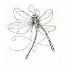 A dragonfly whose body is made of a semicolon (» ; «) and the wings are drawn in detail and from the semico tattoo design idea
