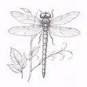 A dragonfly whose body is made of a semicolon (» ; «) and the wings are drawn in detail and from the semico tattoo design idea