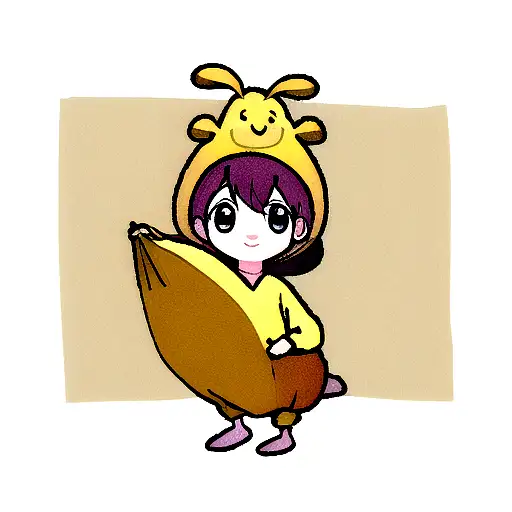 little chiken in bananas in pijamas costume tattoo design idea