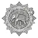 Pole star, vajra, 3 headed elephant, karpagha vriksham tree, prosperity symbol, abundance symbol, protection symbol  tattoo design idea