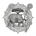 Pole star, vajra, 3 headed elephant, karpagha vriksham tree, prosperity symbol, abundance symbol, protection symbol  tattoo design idea