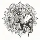 Pole star, vajra, 3 headed elephant, karpagha vriksham tree, prosperity symbol, abundance symbol, protection symbol  tattoo design idea