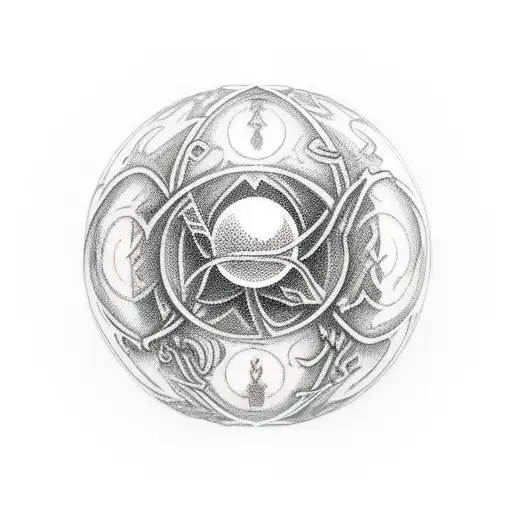 gothic orb made of blood magic tattoo design idea