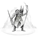 The Guardian's Dilemma: A guardian figure standing at a crossroads, torn between the forces of good and evil. The scales tattoo design idea