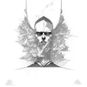 The Guardian's Dilemma: A guardian figure standing at a crossroads, torn between the forces of good and evil. The scales tattoo design idea