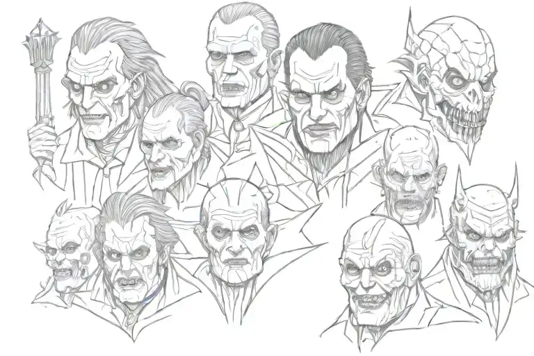 horror movie villains tattoo design idea