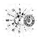 clock 11:09am earth/moon tattoo design idea