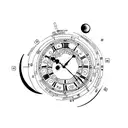 clock 11:09am earth/moon tattoo design idea