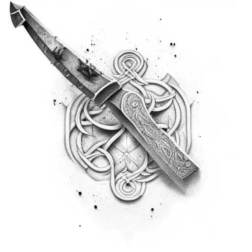 The executioner's axe with blood flowing from it tattoo design idea