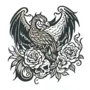 overcoming of struggle. battle vs darkness and light or good bs evil. tattoo design idea