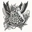 overcoming of struggle. battle vs darkness and light or good bs evil. tattoo design idea