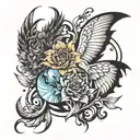 overcoming of struggle. battle vs darkness and light or good bs evil. tattoo design idea