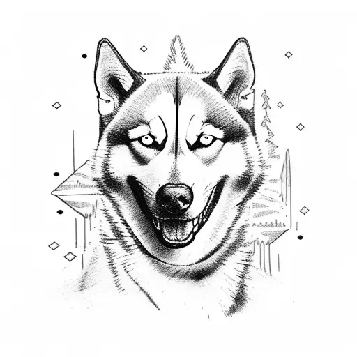 husky tattoo design idea
