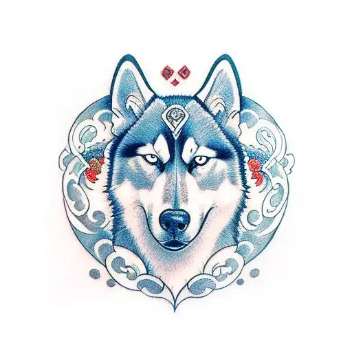 husky tattoo design idea