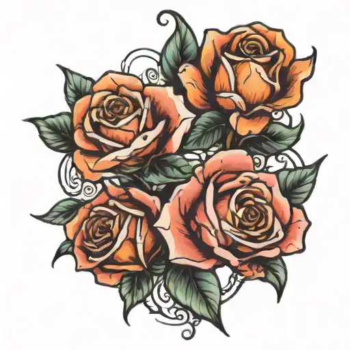 opal and diamonds roses tattoo design idea