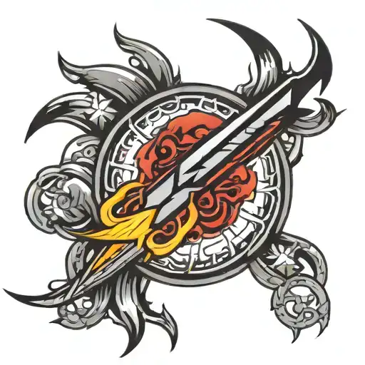 Lightning red and black grey tattoo depicting tattoo design idea