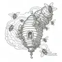 bee hive tornado tattoo design idea