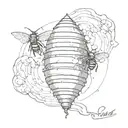 bee hive tornado tattoo design idea