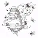 bee hive tornado tattoo design idea