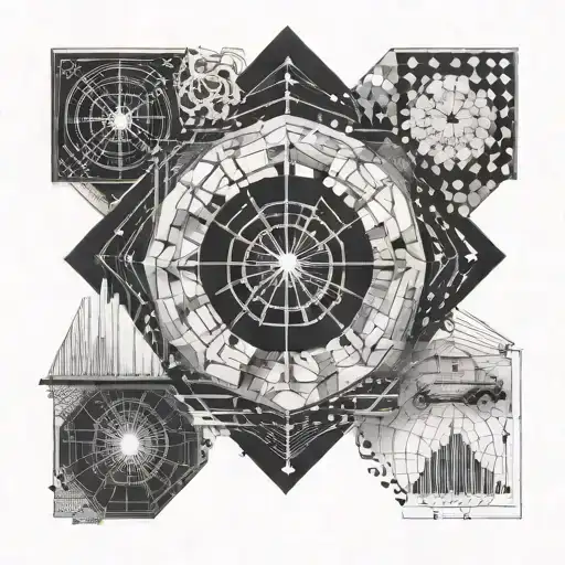 A geometric design incorporating stock market graphs and charts, representing your occupation as a trader tattoo design idea