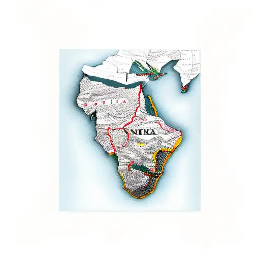 south african map with springbok and proteas tattoo design idea