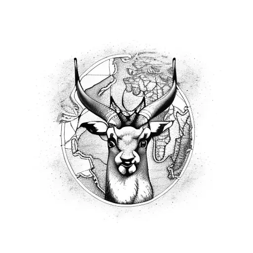south african map with springbok and proteas tattoo design idea
