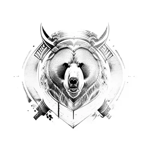 Viking sleeve of a bear tattoo design idea