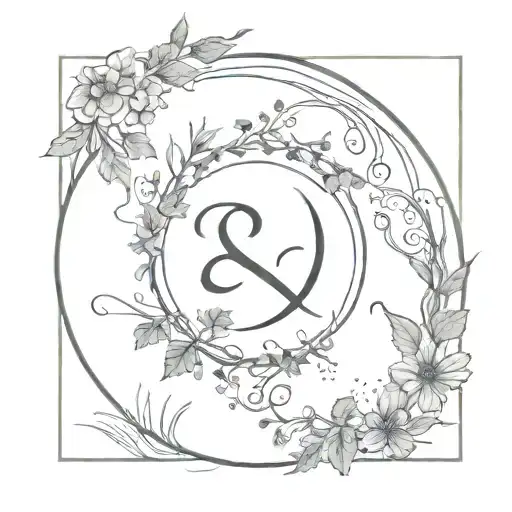 A celestial scene featuring the Sagittarius sun, Gemini moon, and Aries rising signs intertwined with vines and flowers tattoo design idea