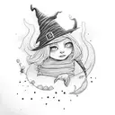 witch hat tattoo design idea