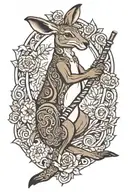 kangaroo playing a didgeridoo tattoo design idea