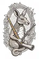 kangaroo playing a didgeridoo tattoo design idea