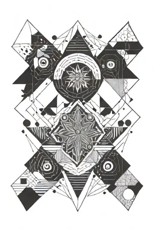 space vibe retro dimensions abstract dream mandala otherworldly minimal lines dots tattoo design idea
