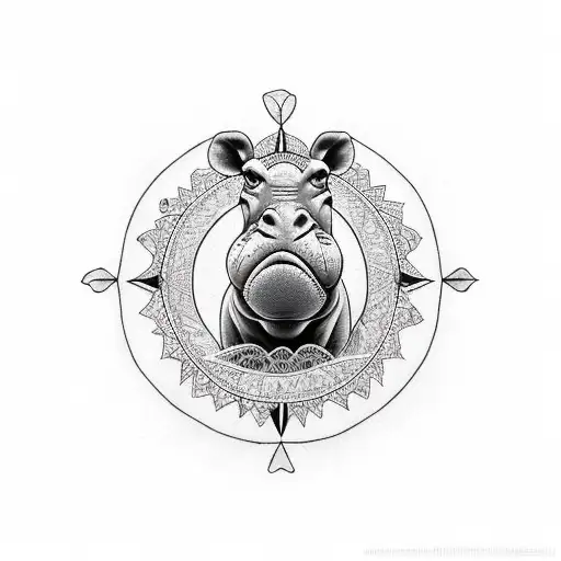 hippopotamus tattoo design idea