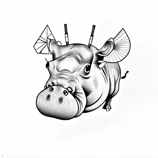 hippopotamus tattoo design idea