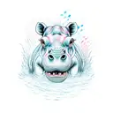 hippopotamus tattoo design idea