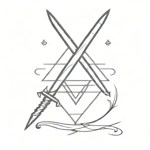 Two swords crossed with the Star of David  in background  tattoo design idea