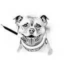 samurai with pets pitbull tattoo design idea