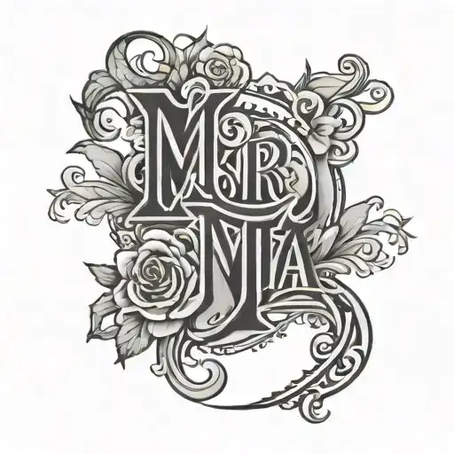 Design a tattoo featuring Maria and Jaylyn's names in a black-grey style with construction-related imagery tattoo design idea