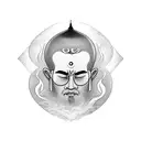 monk meditating in storm tattoo design idea