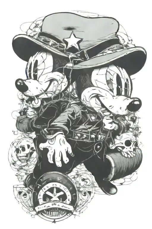 Mickey mouse doing a line of cocaine tattoo design idea