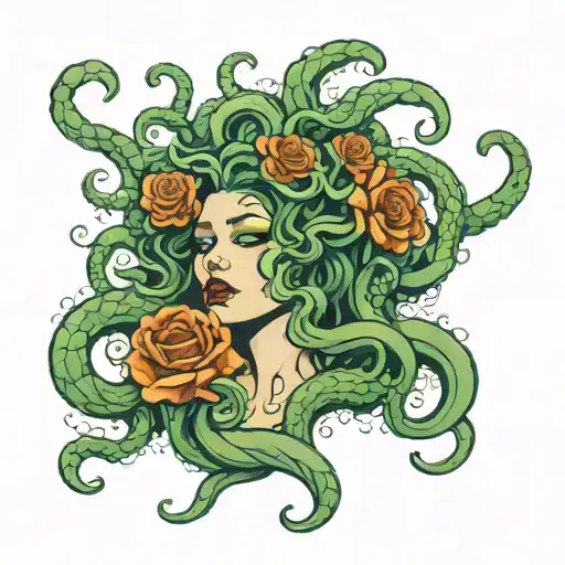 medusa crying screaming in pain eternally poetic tattoo design idea