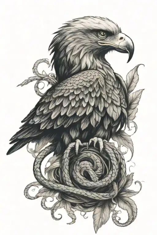 a big Rome 3 as number with a eagle who is holding a snake tattoo design idea