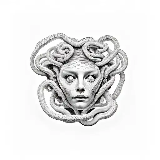 medusa face full of snakes tattoo design idea