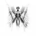 male angel azrael with black wings tattoo design idea