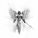 male angel azrael with black wings tattoo design idea
