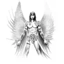 male angel azrael with black wings tattoo design idea