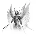 male angel azrael with black wings tattoo design idea