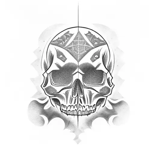 skull with carpe noctem carved into forehead  tattoo design idea