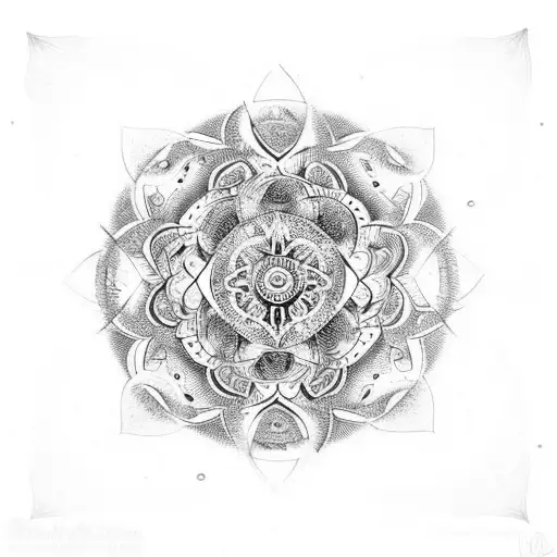 A mandala incorporating symbols from indigenous shamanism and elements of neuroscience tattoo design idea